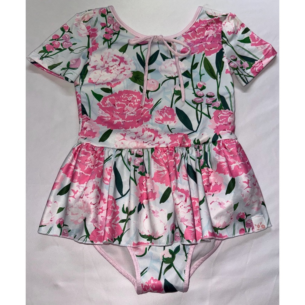 SweetHoney Peony Floral Skirted One Piece Girls 5Y Pink Short Sleeve